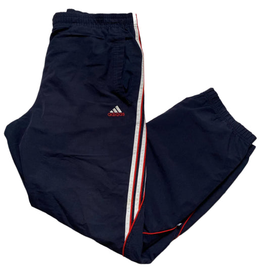 Adidas Navy Red and White Y2K Shell Nylon Trackpant Bottoms (XL)