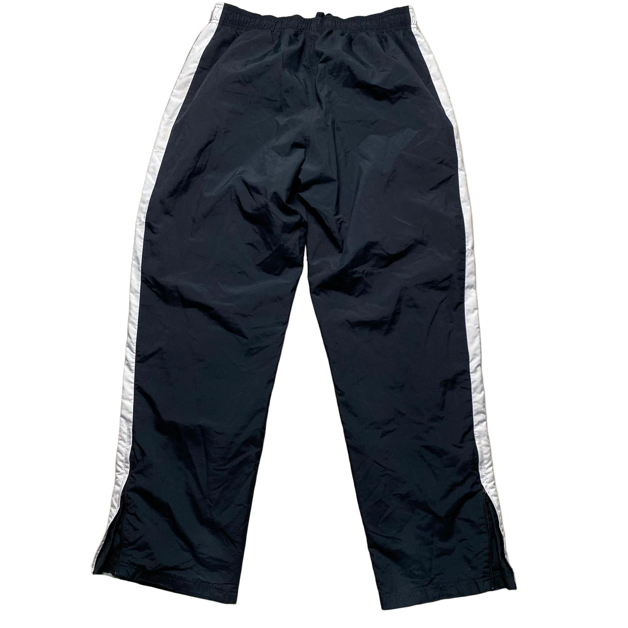 Nike Athletic Department Swoosh Vintage Black Grey and White Strip Shell Track Pant Baggy (XL)Bottoms