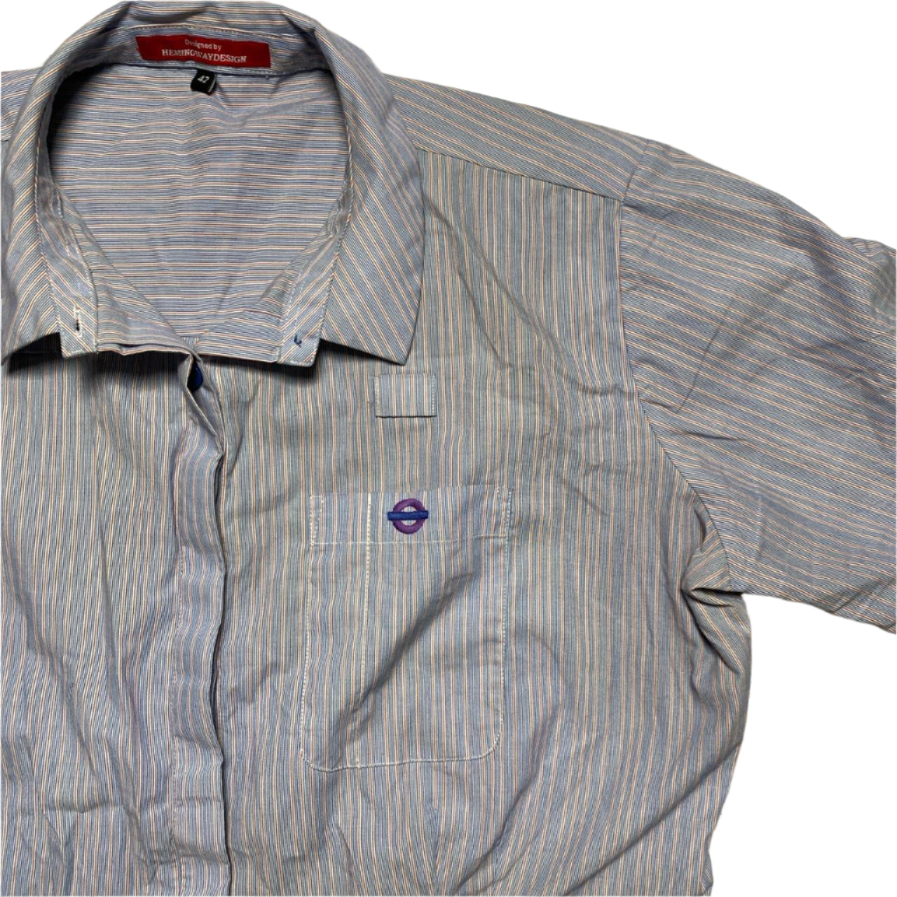 Workwear Purple Striped Short Sleeve Shirt (42/44)