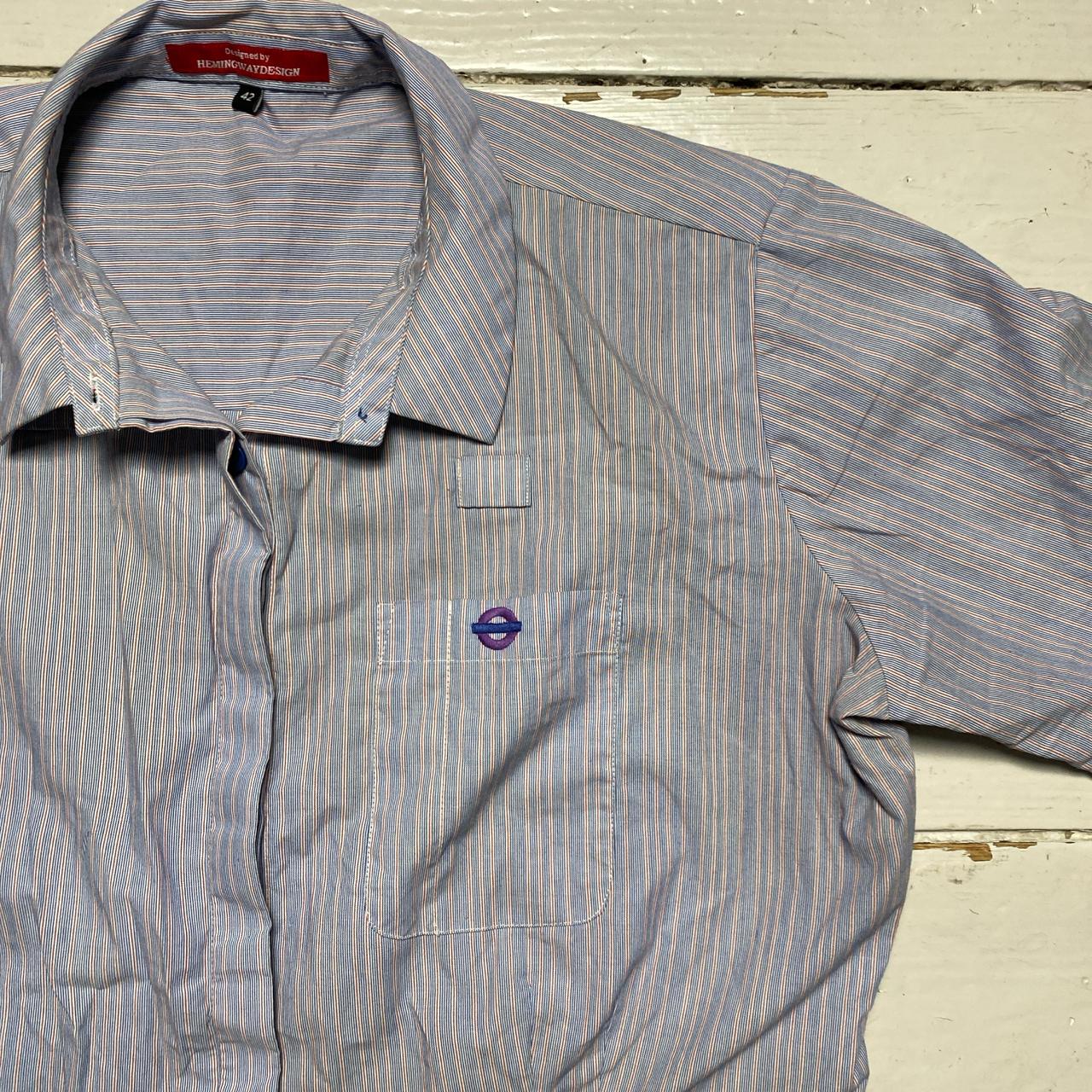 London Underground Purple Striped Short Sleeve Shirt