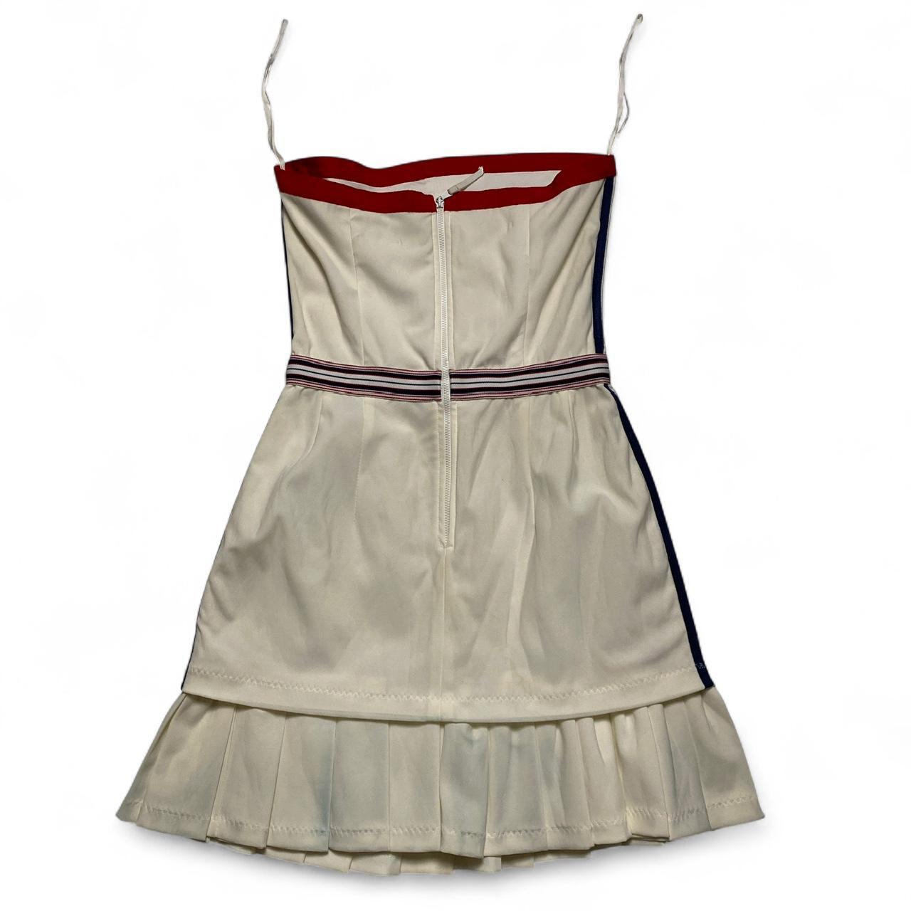 Dolce and Gabbana Vintage Cream White Red and Navy Tennis Dress Pleated Skirt (S)