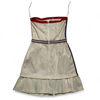 Dolce and Gabbana Vintage Cream White Red and Navy Tennis Dress Pleated Skirt (S)