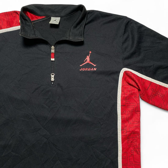 Jordan 23 Vintage 90’s Black Red and White Quarter Zip Polo Shirt (XL)