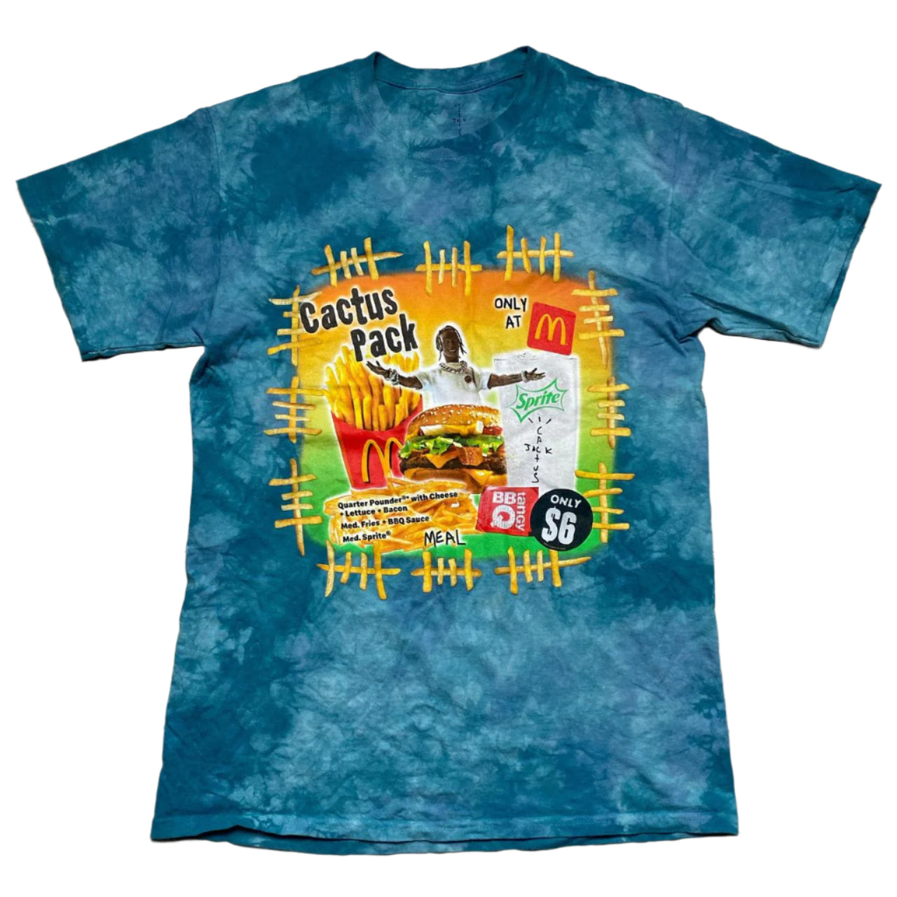 Travis Scott Cactus Jack Mcdonalds T Shirt Blue Tye Die (M)