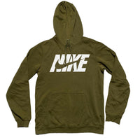 Nike Club Spellout Khaki Green and White Hoodie (S)