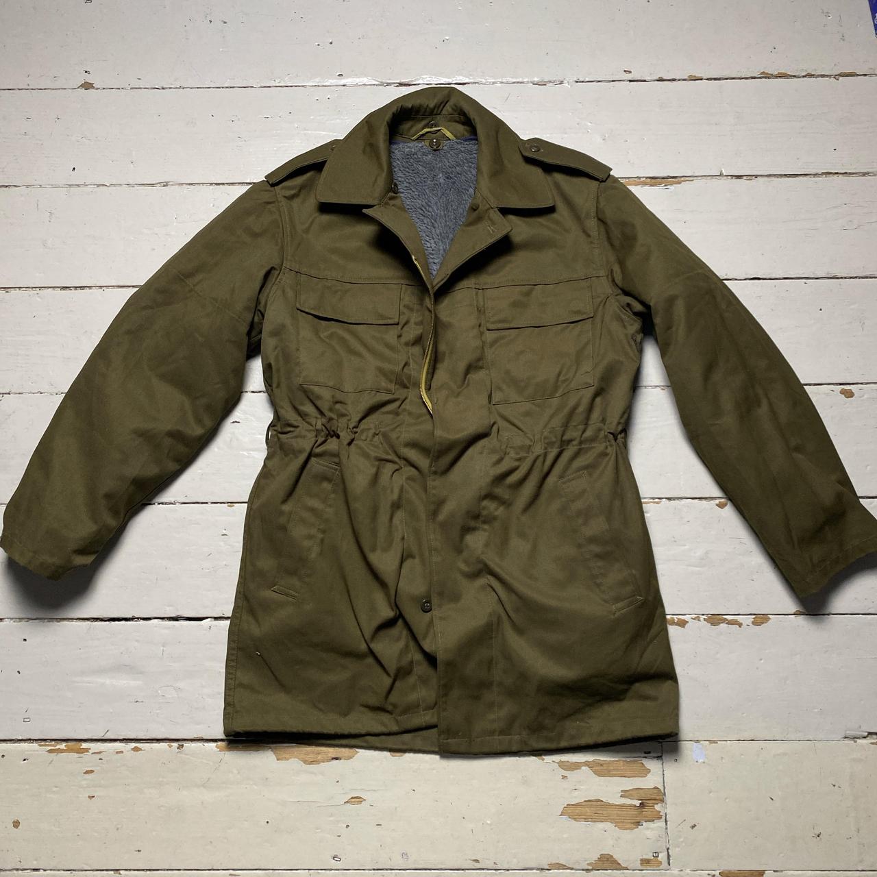 Khaki Green Military Fleece Sherpa Removable Lined Jacket