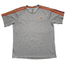 Adidas Performance Essentials Grey Red and Orange Tri Stripe Colours T Shirt (L)