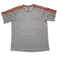 Adidas Performance Essentials Grey Red and Orange Tri Stripe Colours T Shirt (L)