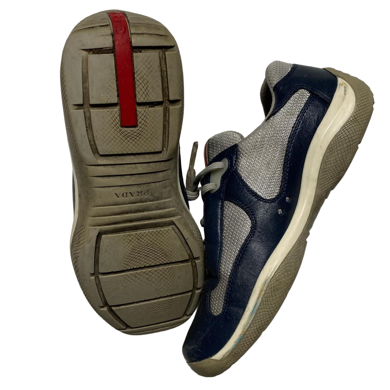 Prada Americas Cup y2k Vintage Navy and Grey Trainers