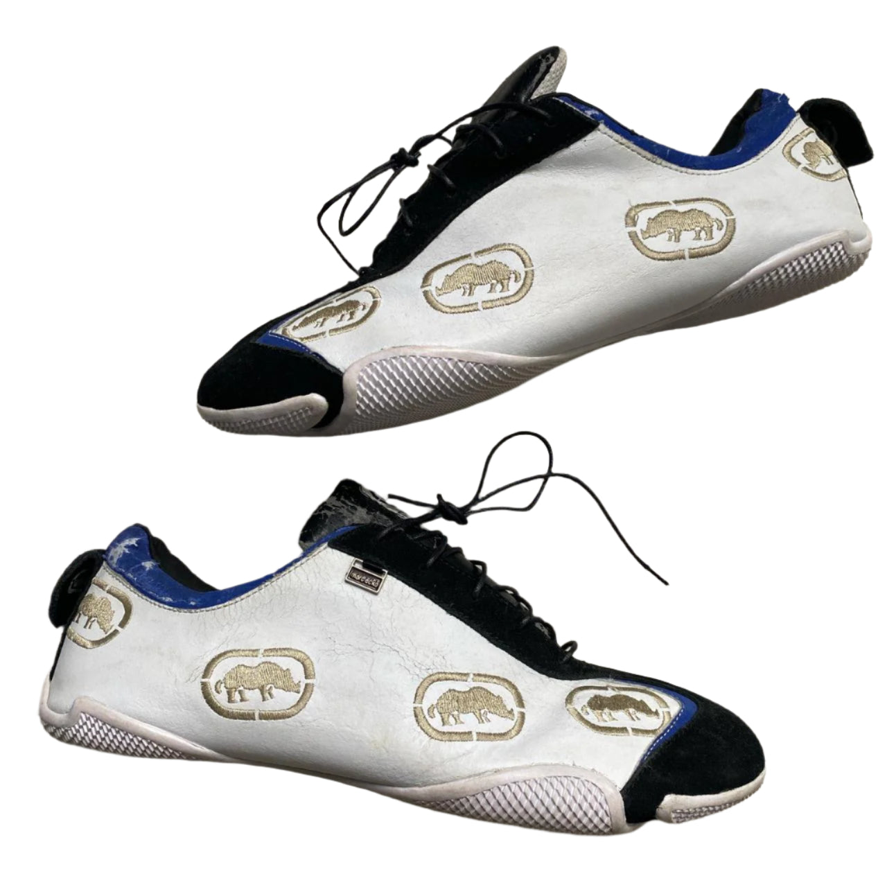 Marc Ecko Vintage Y2K Plimsole Trainers White Black and Blue (UK 9)