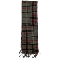 Burberry Vintage Cashmere Wool Scarf Grey Black and Red