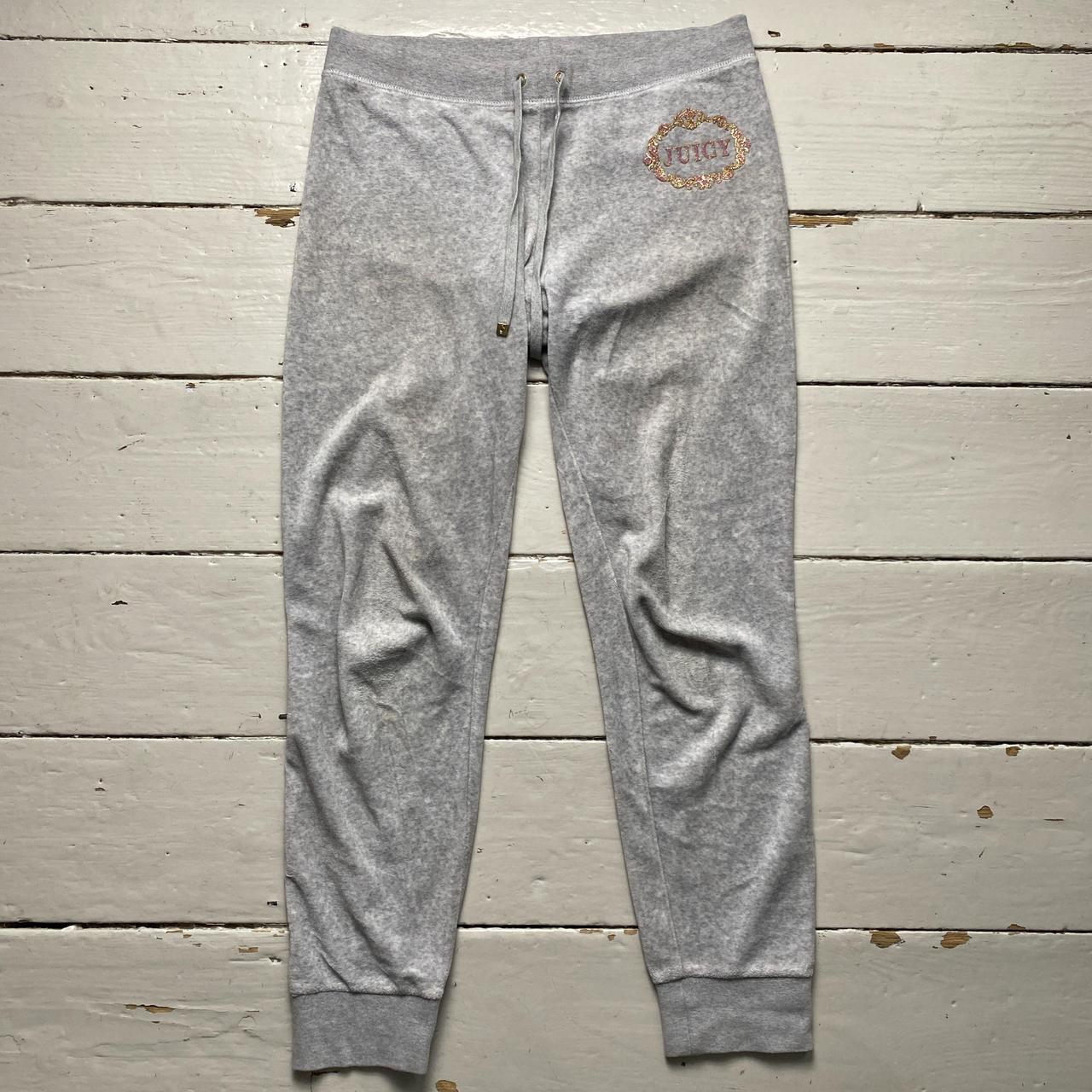 Juicy Couture Grey and Pink Velour Tracksuit