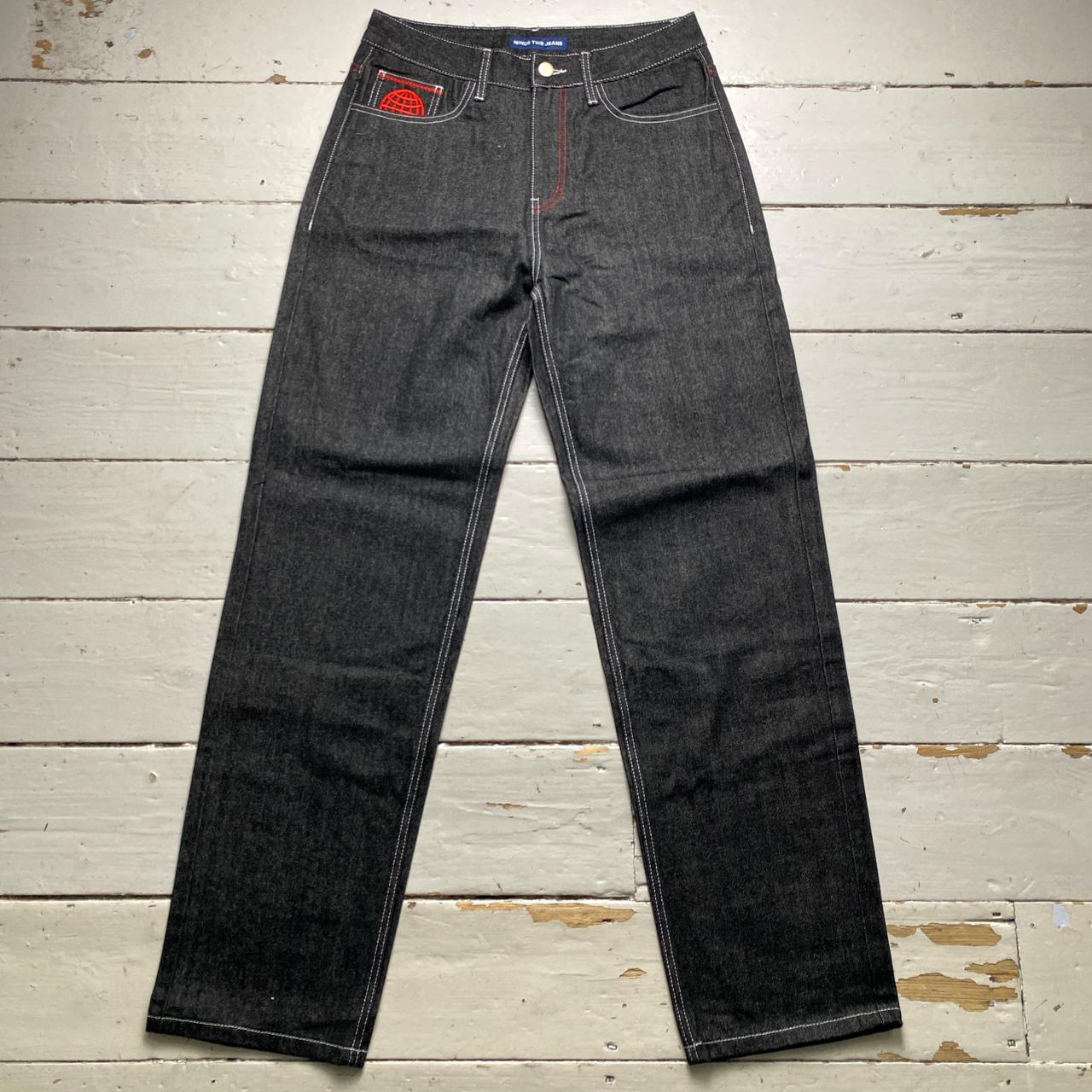 Minus Two Jean Black Charcoal Grey and Red Embroidery Jeans