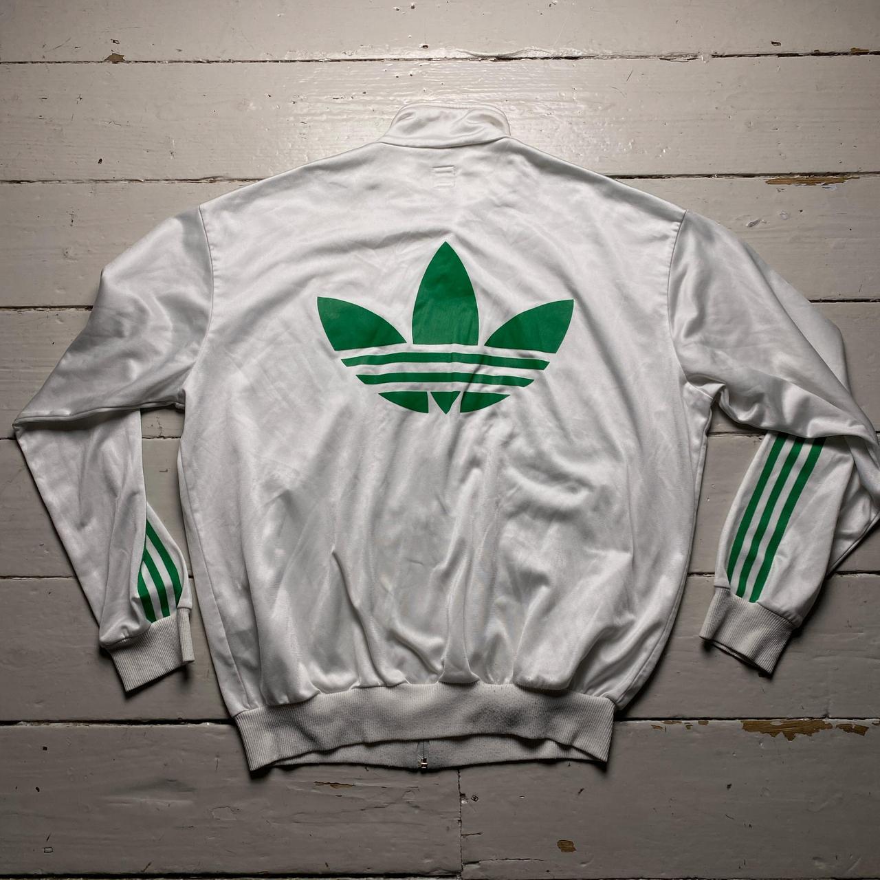 Adidas Originals White and Green Tracksuit Jacket