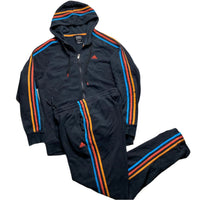 Adidas Performance Essentials Black Orange Red and Blue Multi Colour Full Tracksuit (M/S)