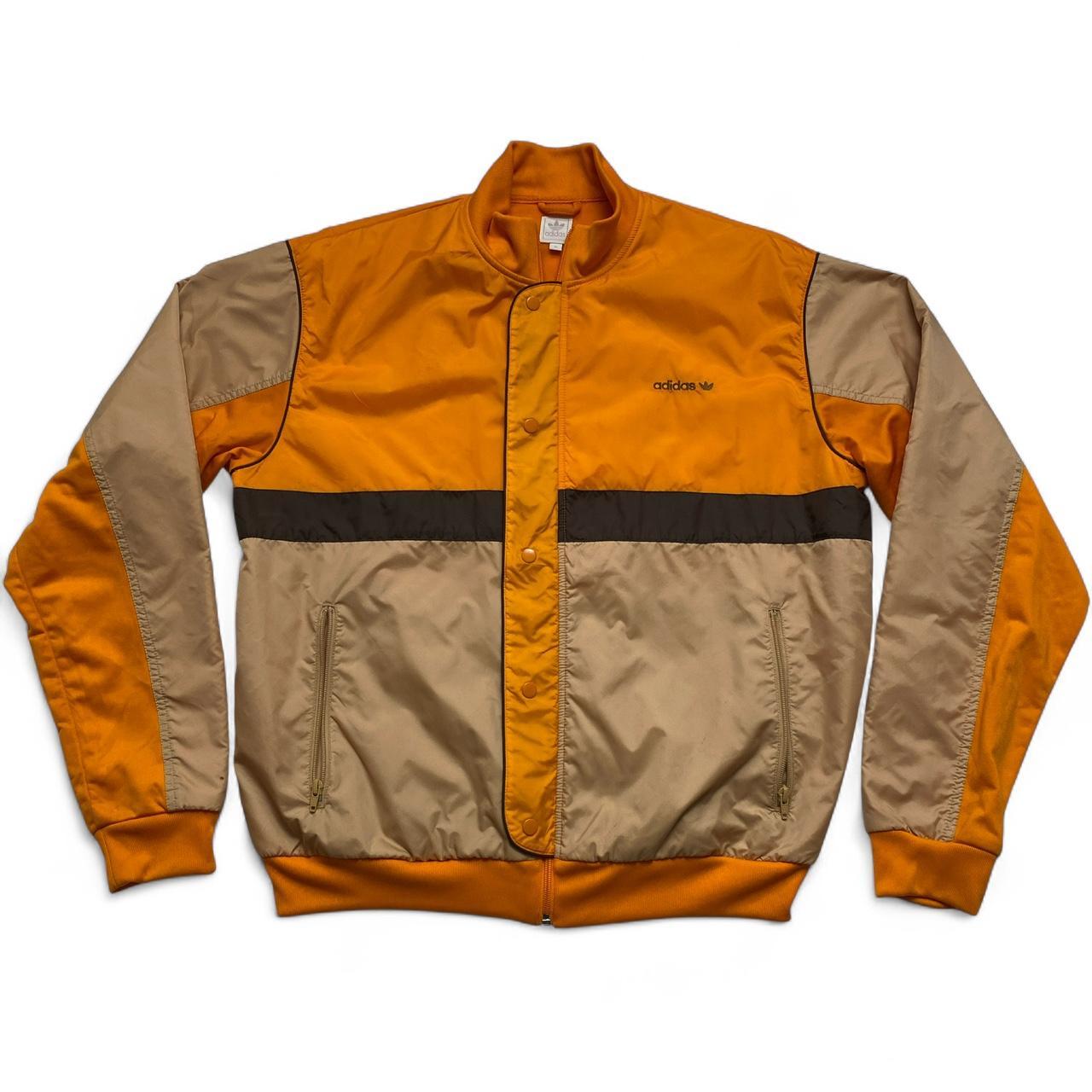 Adidas Originals Orange and Brown Nylon Panels Polyster Tracksuit Jacket (XL)