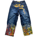 Outkast Clothing Vintage y2k Baggy Multi Rainbow Colour Prints Jeans (36W)