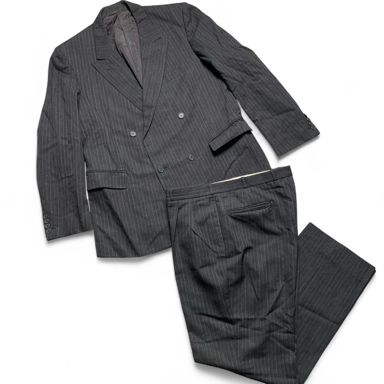 Christian Dior Vintage Grey Pin Stripe Two Piece Full Suit Jacket and Trousers (M)