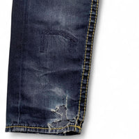 True Religion Skinny Navy and Gold Stitch Jeans (31W)