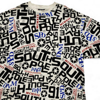 South Pole White Black Blue and Red Vintage 90’s y2k All Over Prints T Shirt (2XL)