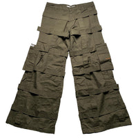 Criminal Damage Bondage Baggy Cargo Khaki Green and Orange Combat Trousers (32W)