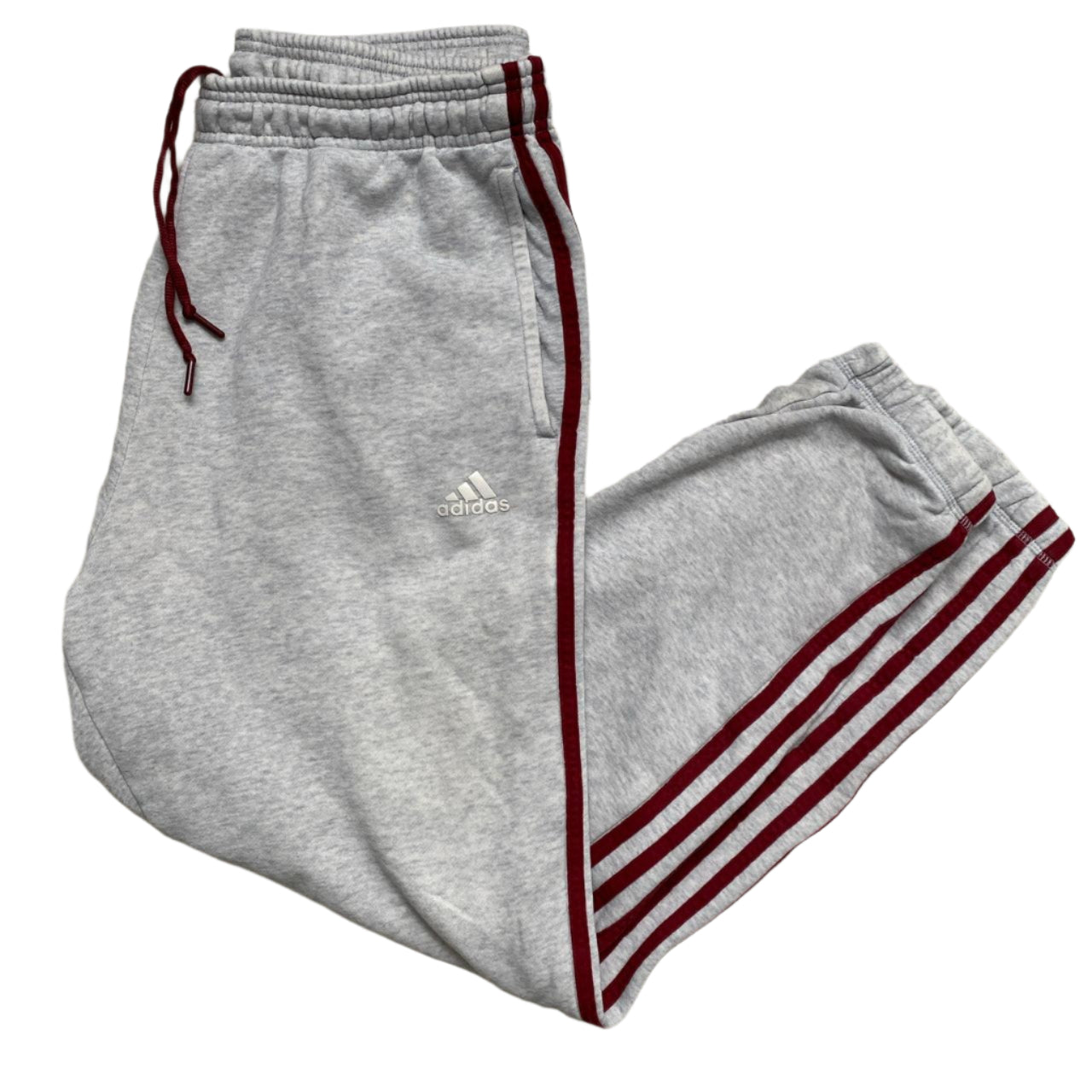 Adidas Grey and Burgundy Baggy Joggers (M)