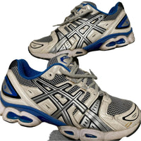 Asics Gel Nimbus 9 White Silver and Blue Trainers (UK 7)