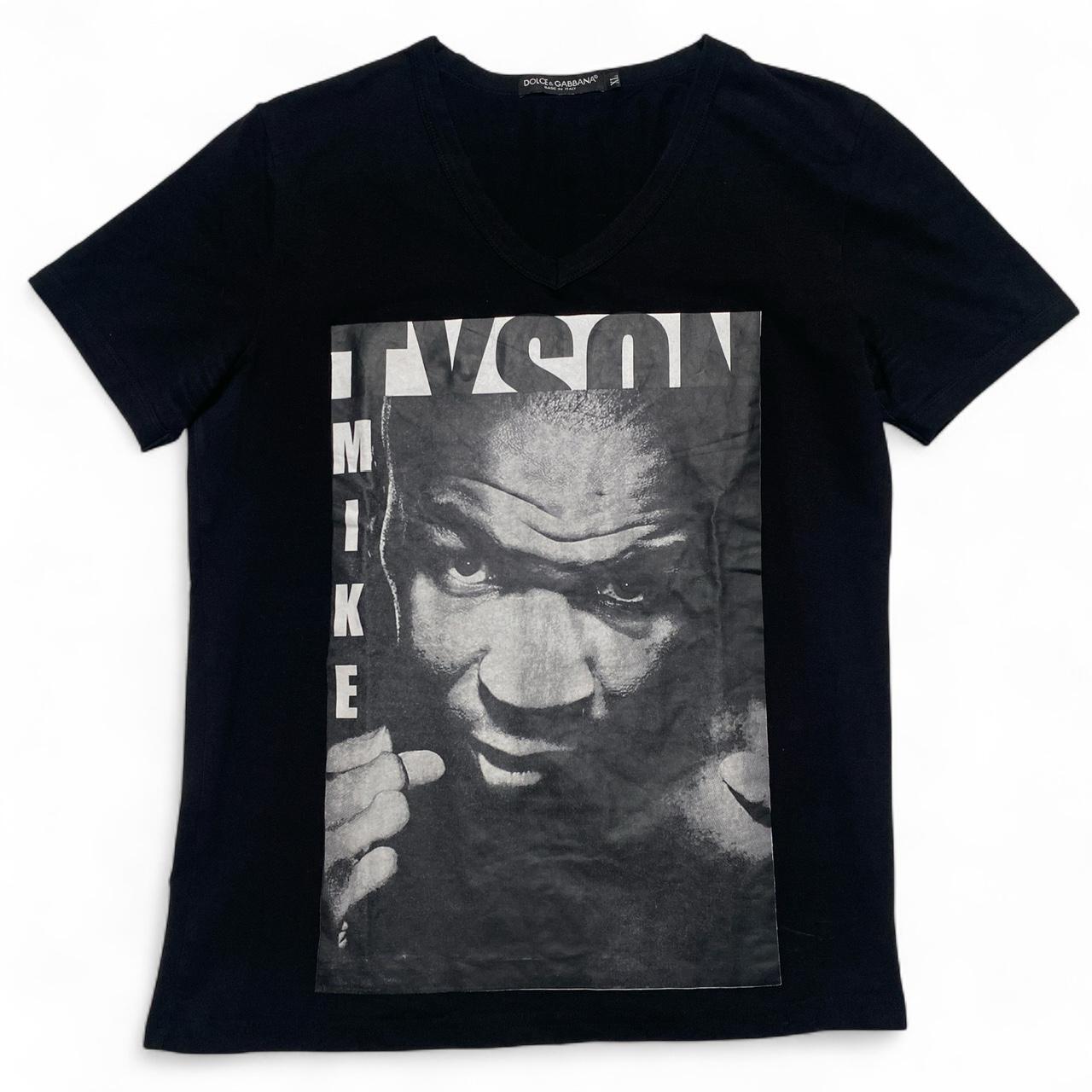 Dolce and Gabbana Black and White Mike Tyson Picture Graphic Womens T Shirt (XL)