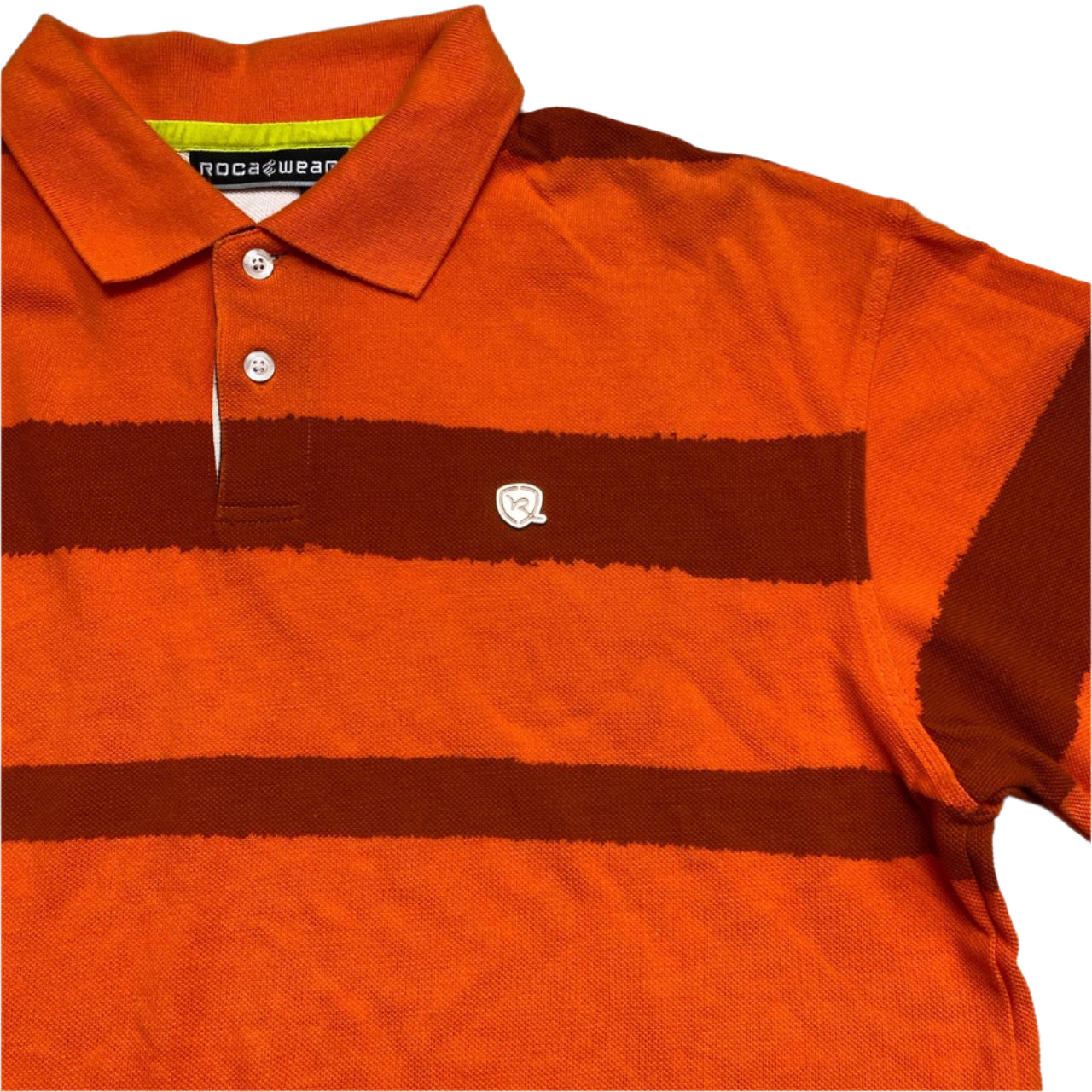 Rocawear Oramge Striped White Grafitti Polo Shirt (M)