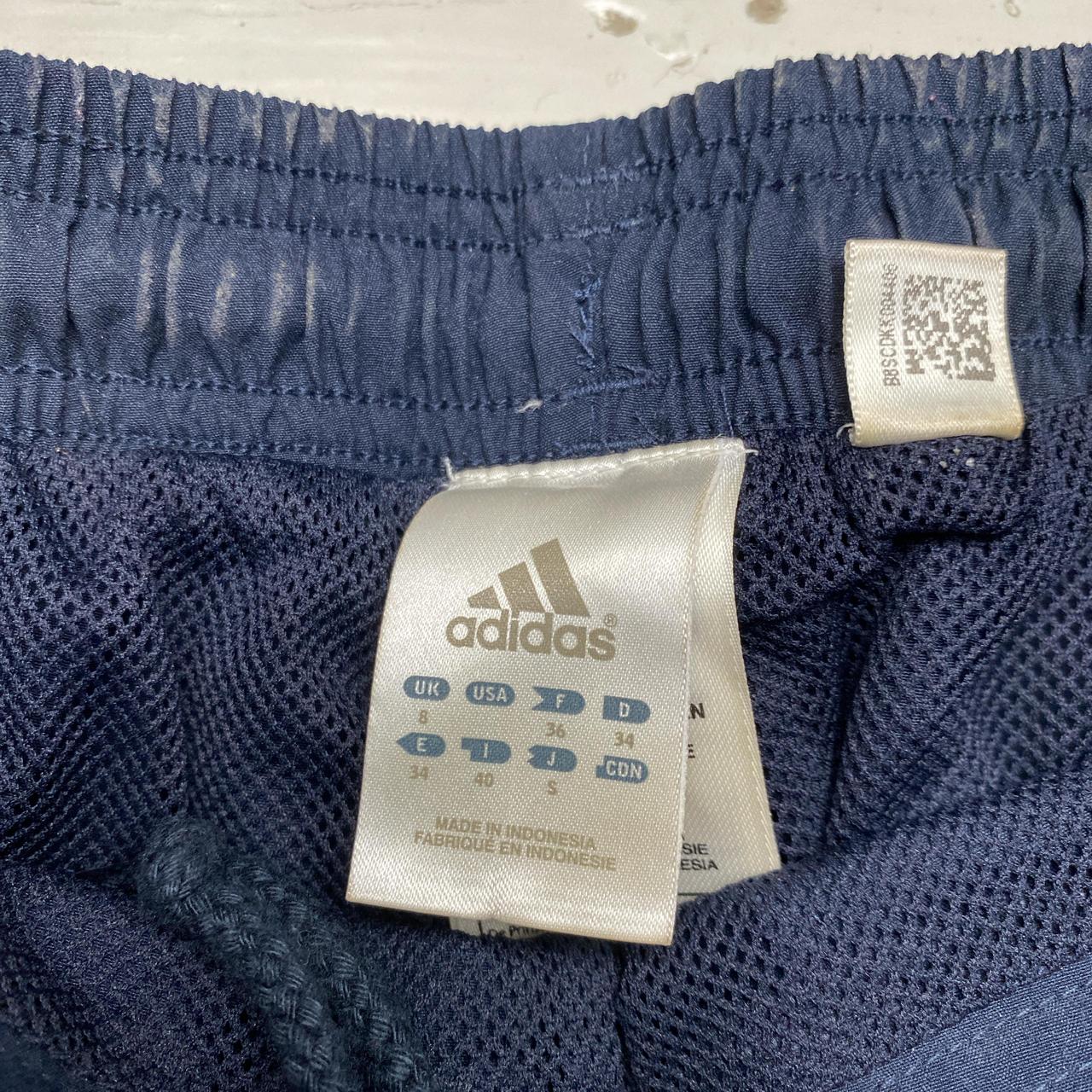 Adidas Navy and White Shell Trackpant Bottoms