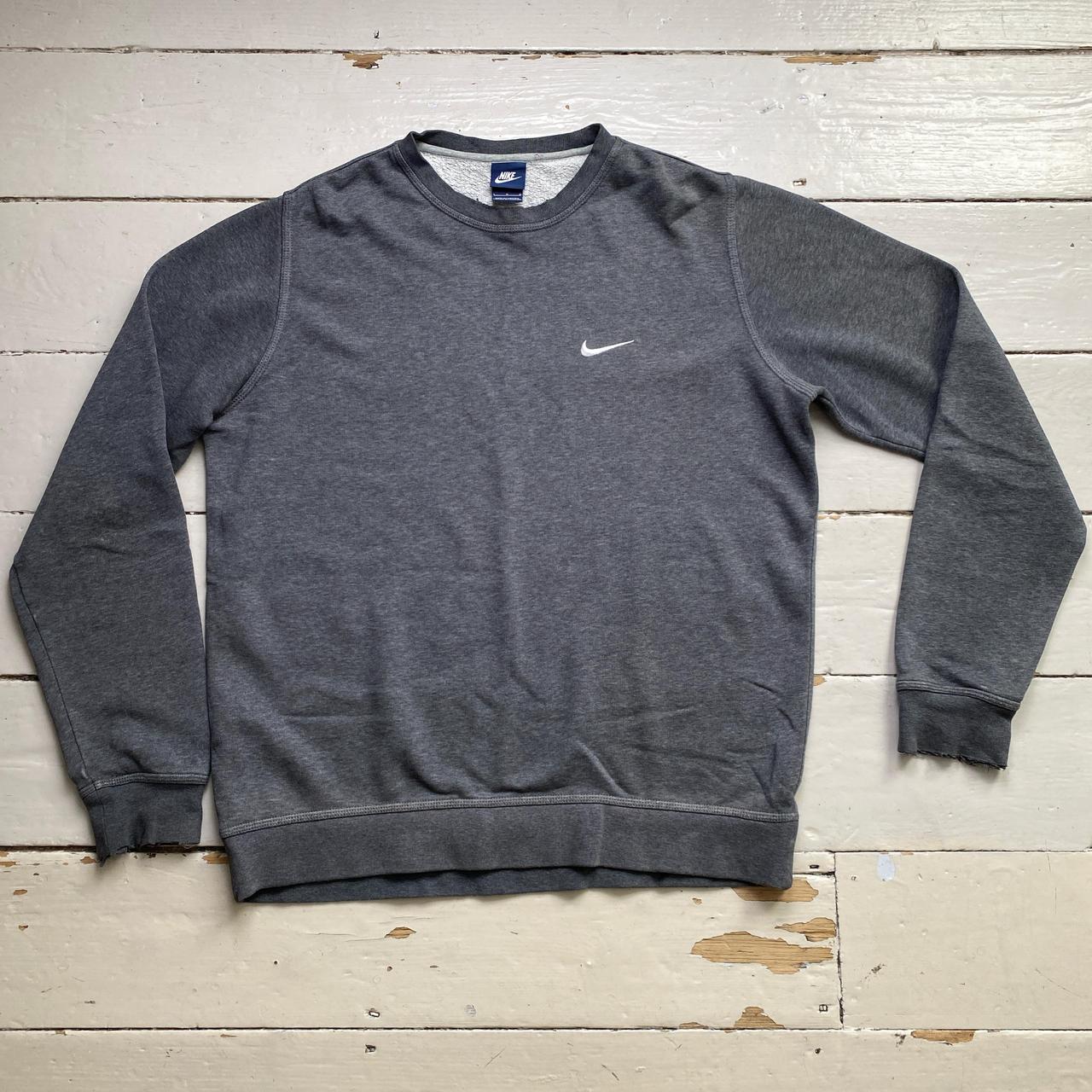 Nike Grey and White Swoosh Jumper