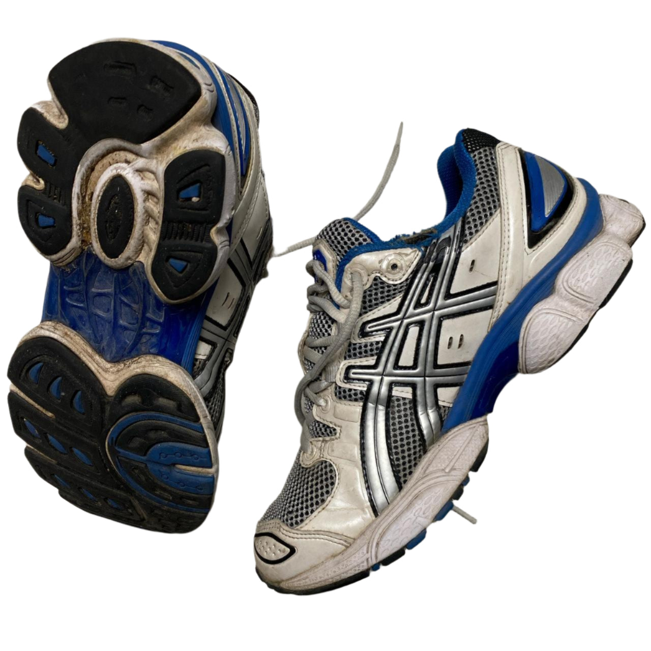Asics Gel Nimbus 9 White Silver and Blue Trainers (UK 7)