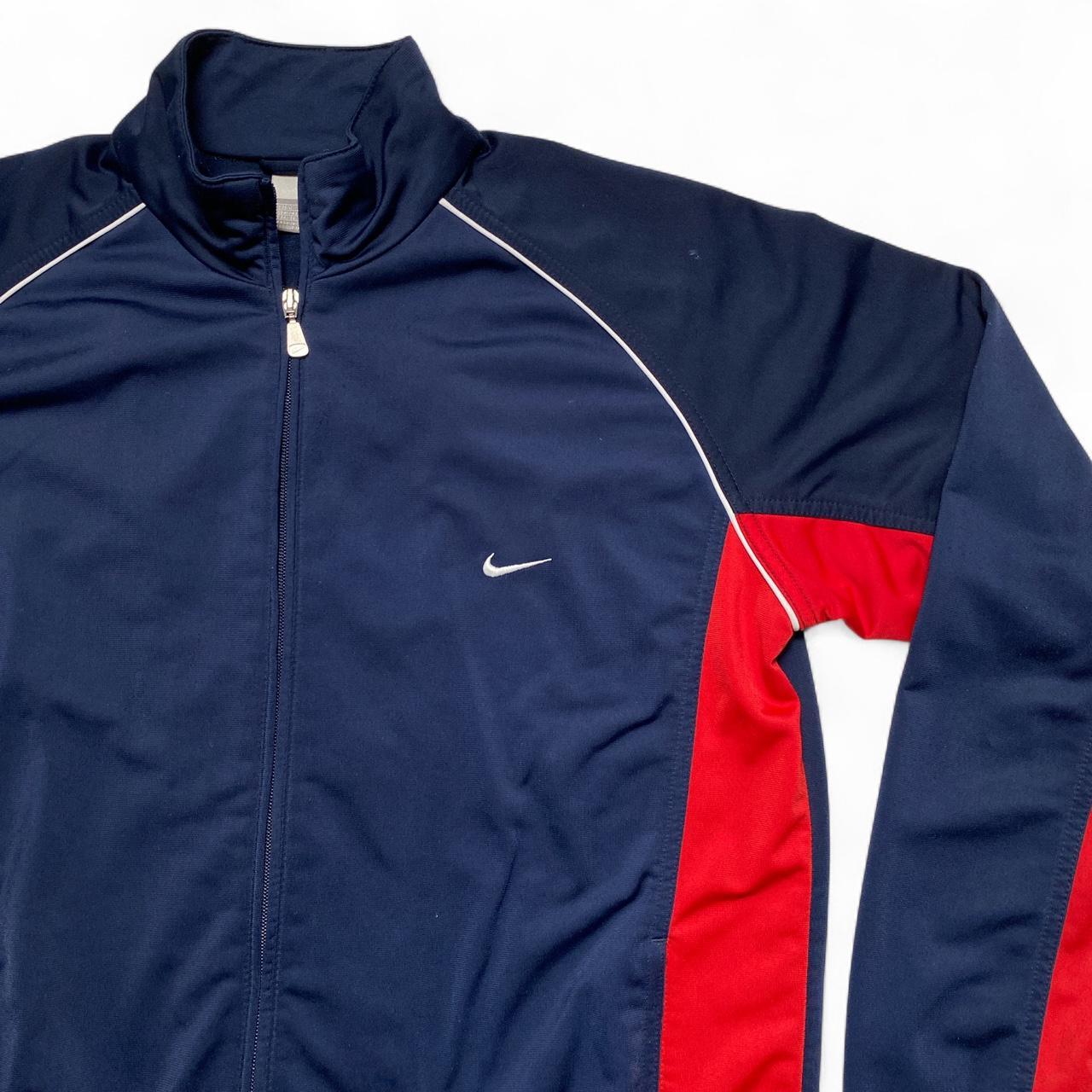 Nike Navy Red and White Vintage Y2K Tracksuit Jacket (L)