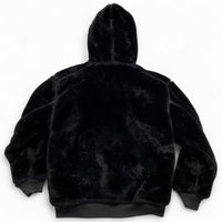Avirex Vintage y2k Black Reversible Faux Fur Bomber Fur Trim Hooded Jacket (M)
