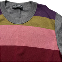 Dolce and Gabbana Stripe Multi Colour Grey Jumper (M)