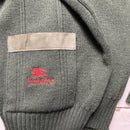 Burberry Burberrys Vintage 90’s Khaki Green Knit Cardigan with Suede Panels (XL)