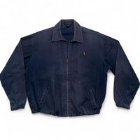 YSL Yves Saint Laurent Vintage Navy and Gold Logo Harrington Bomber Jacket (L)