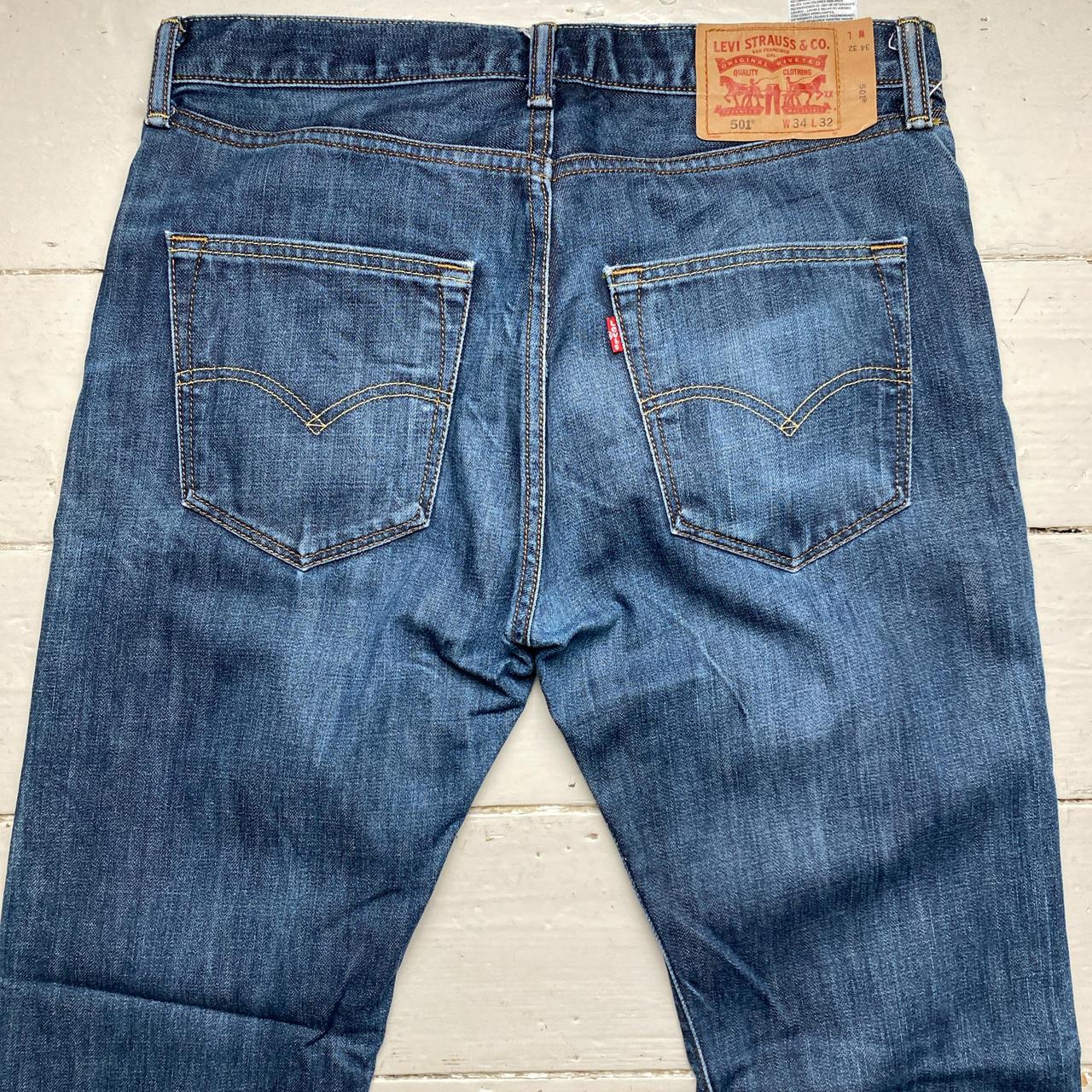 Levis 501 Baggy Navy Distressed Jeans