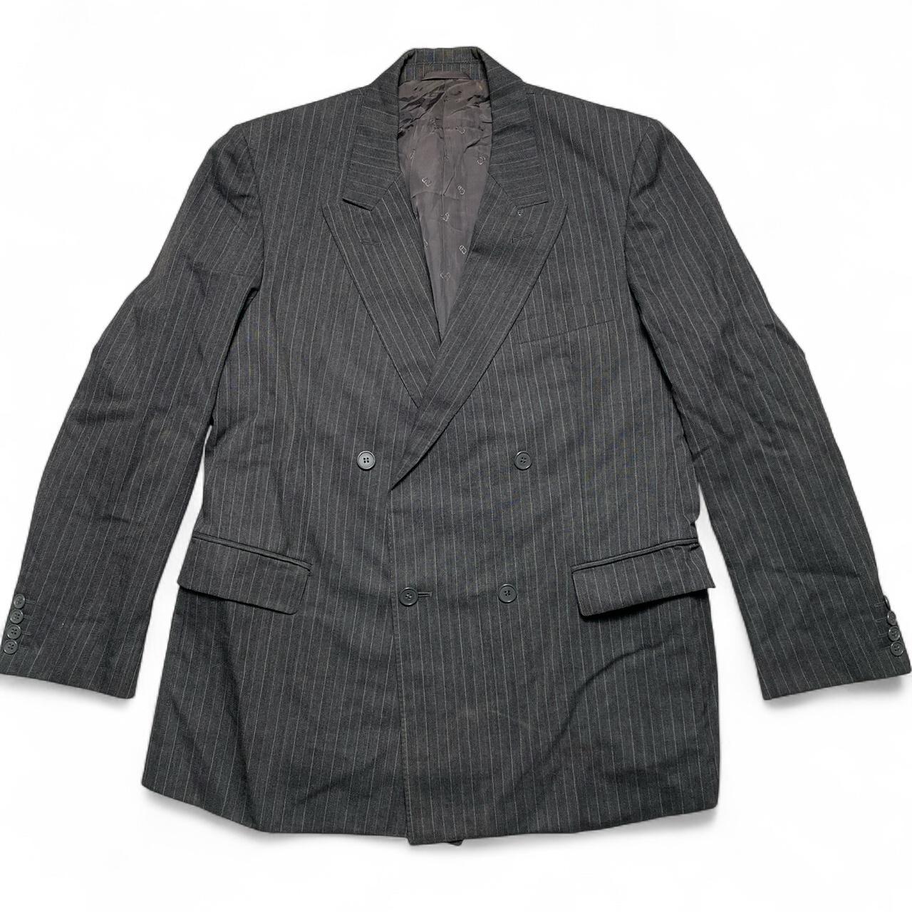 Christian Dior Vintage Grey Pin Stripe Two Piece Full Suit Jacket and Trousers (M)