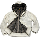 Nickleson Vintage y2k Fur Lined Cream White Zip Hoodie (XL)