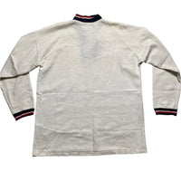Mecca Vintage 90’s Long Sleeve White Red and Navy Stripe Rugby Jersey Quarter Zip (XL)