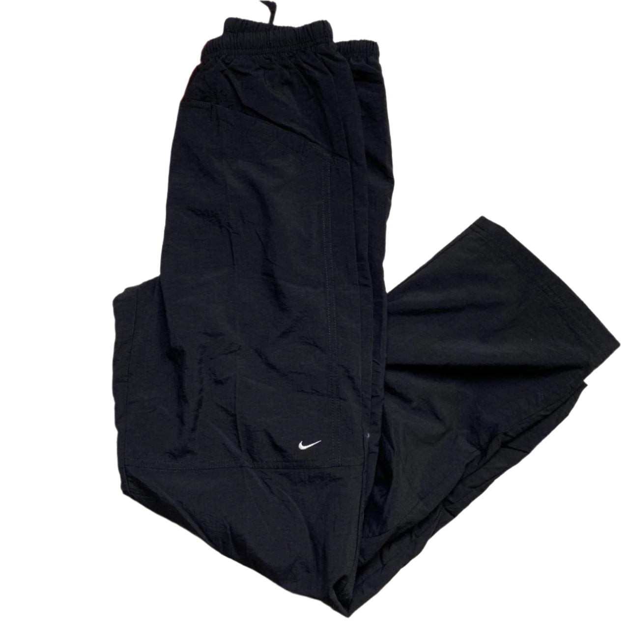 Nike Vintage Y2K Black and White Womens Shell Trackpant Baggy Bottoms (M)