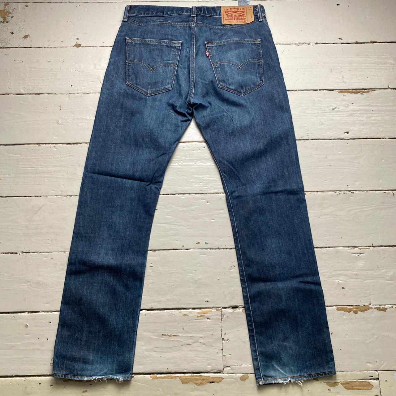 Levis 501 Baggy Navy Distressed Jeans