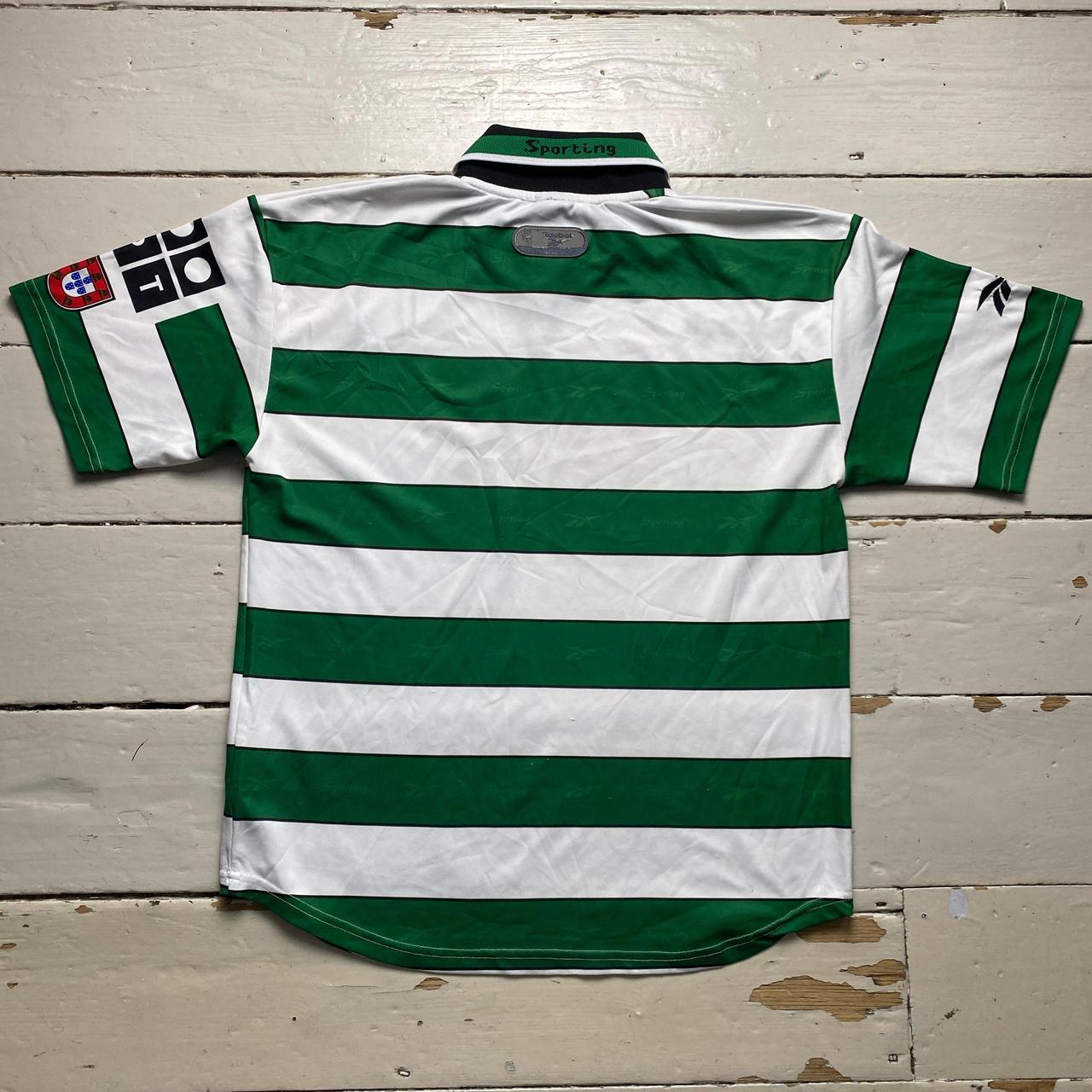 Sporting Club Portugal 2001 2002 Vintage Reebok Football Jersey Green and White Stripe