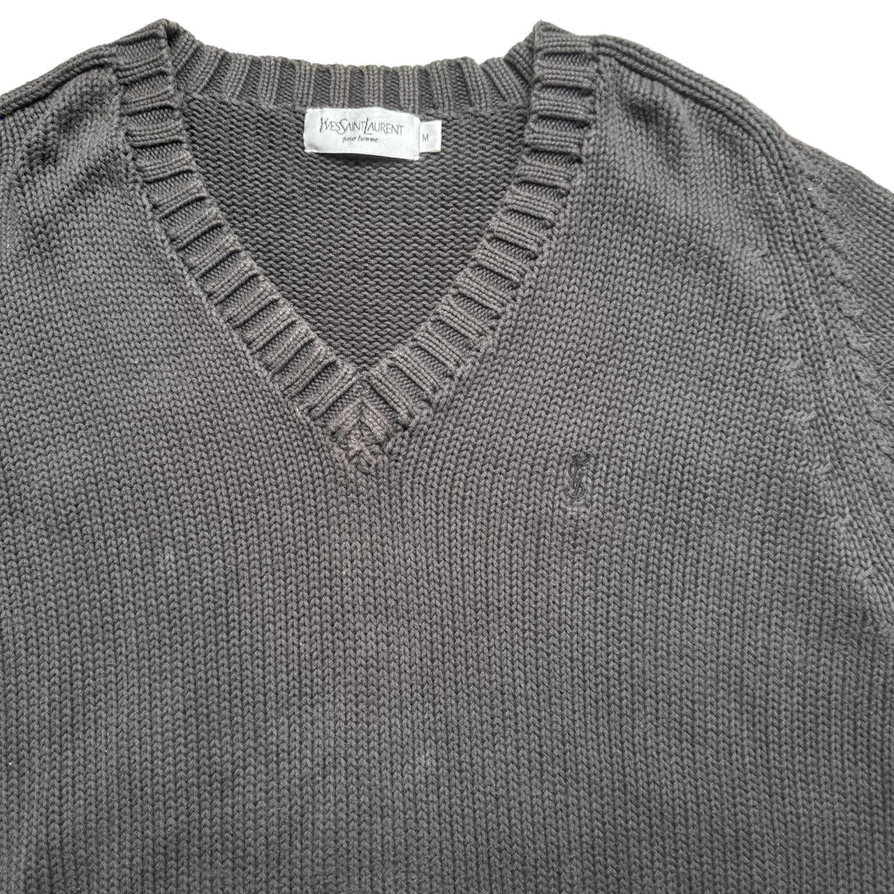 Yves Saint Laurent YSL Grey Cable Knit Jumper (M)