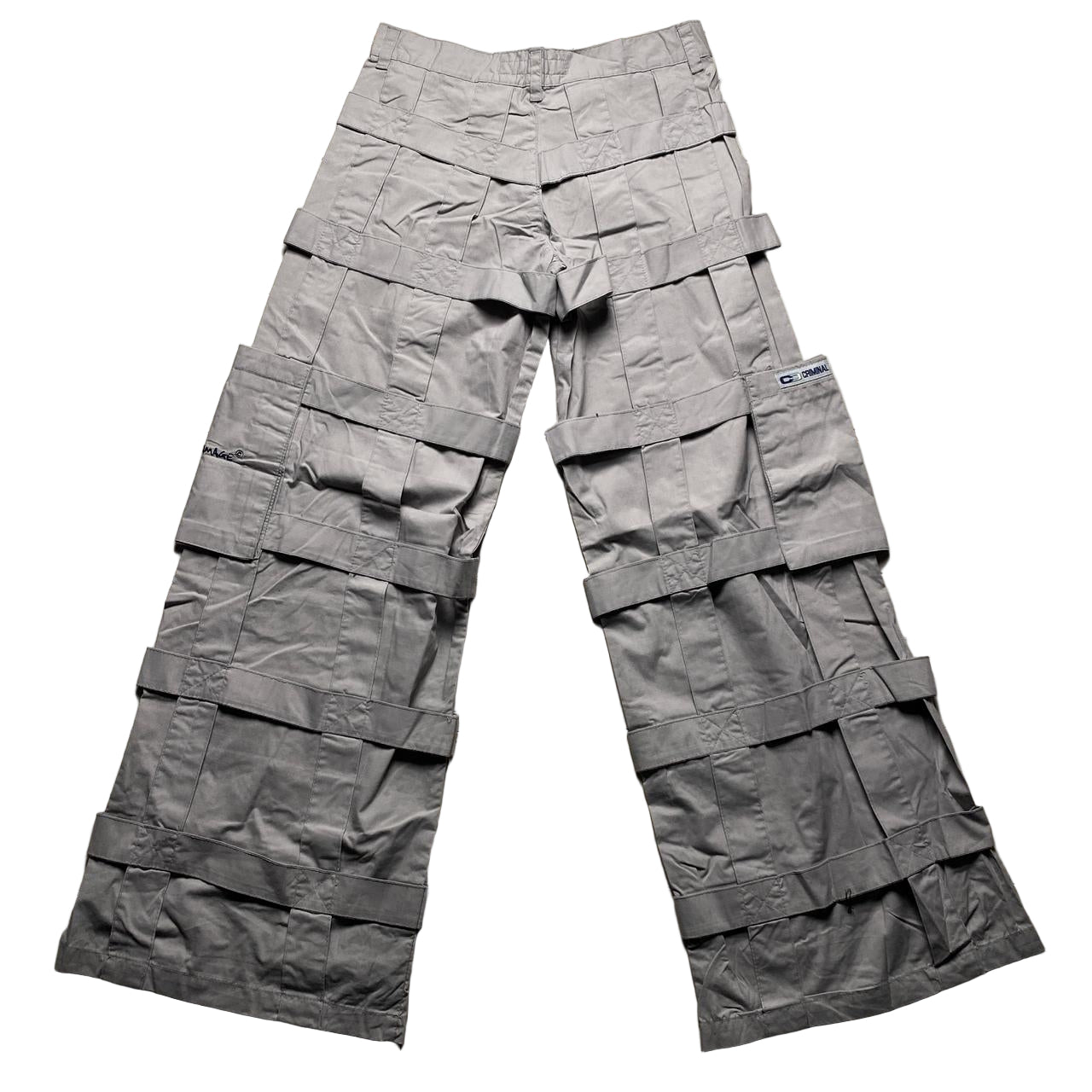 Criminal Damage Bondage Baggy Cargo Grey Combat Trousers (30W)