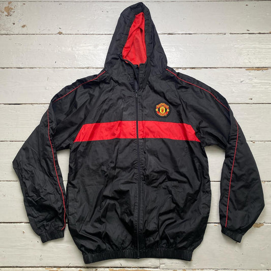 Manchester United Black and Red Windbreaker Shell Jacket