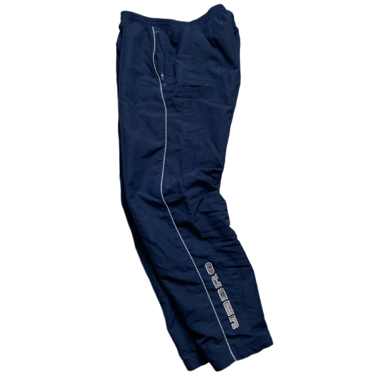 Umbro Navy and White Shell Trackpant Bottoms (S)