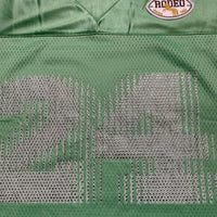Rodeo Warehouse Green Yellow and White Diamante Rhinestone NFL Football Womens Oversized Jersey (L)