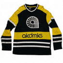Akademiks Vintage y2k Black Yellow and White Long Sleeve Jersey T Shirt